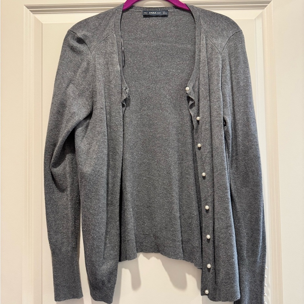 Zara Charcoal Button-Up Cardigan
